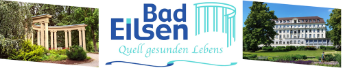 Logo von Bad Eilsen mit einem Bild des Kurparks und  des  Fürstenhofs
