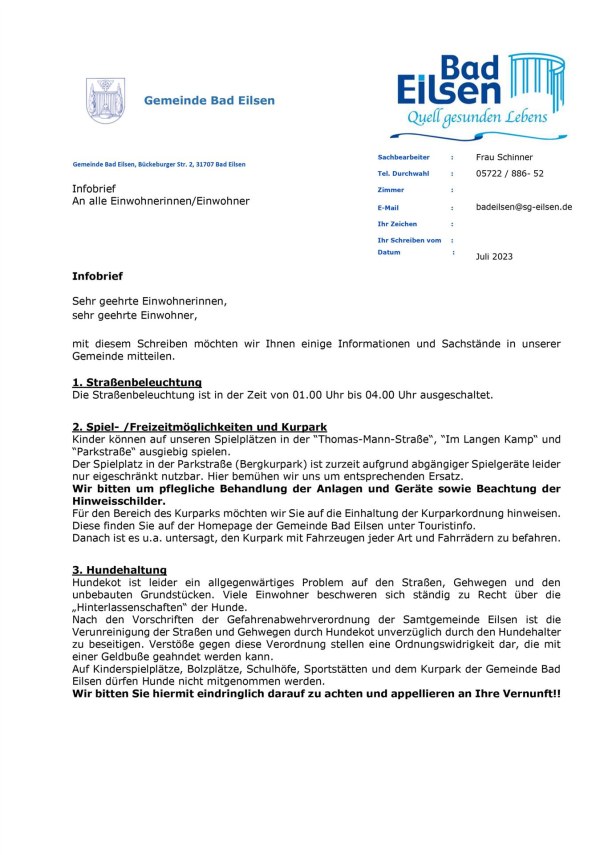 Infobrief der Gemeinde Seite 1
