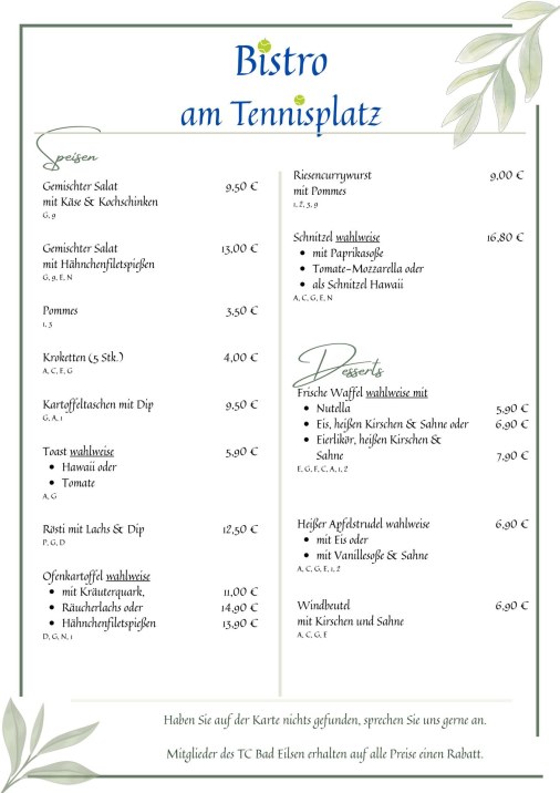 Bistro-Karte 1