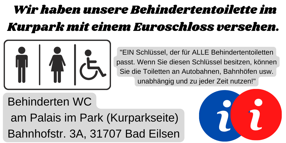 Behindertentoilette im Kurpark mit Euroschloss versehen 